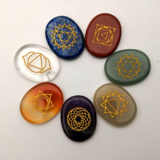 Natural Stone Carved Chakra Set - Oracles Bounty